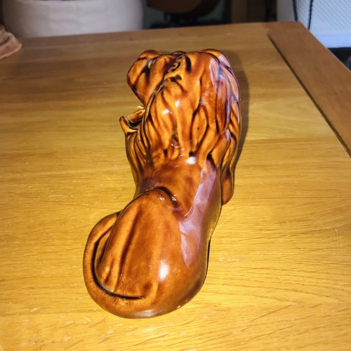 Vintage Ceramic Open Mouth Lion Ashtray Brown Glazed Figurine Retro Mid Cen 1960 - Picture 9 of 12