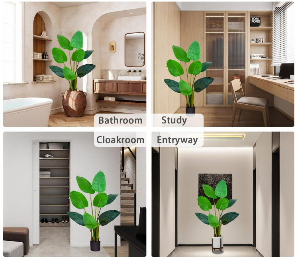 Artificial Bird of Paradise Plant 4 Ft Tall Fake Banana Leaf Plant with