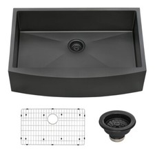 Ruvati 30" Apron-Front Gunmetal Black Matte Kitchen Sink- RVH9660BL 138233 