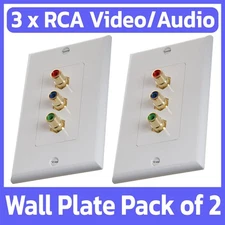 4 Pack 3 RCA Wall Plate Three RCA Component Faceplate Cable Coupler WallPlate