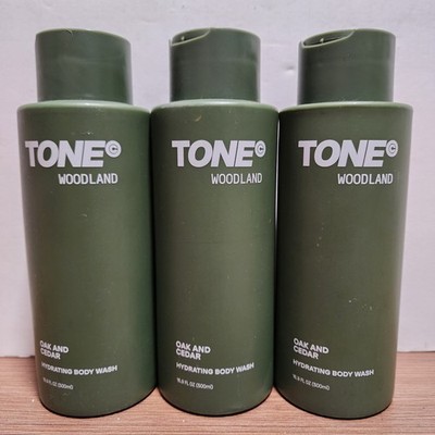 3pk TONE MENS WOODLAND Oak and Cedar Body Wash 16.9fl oz 500ml