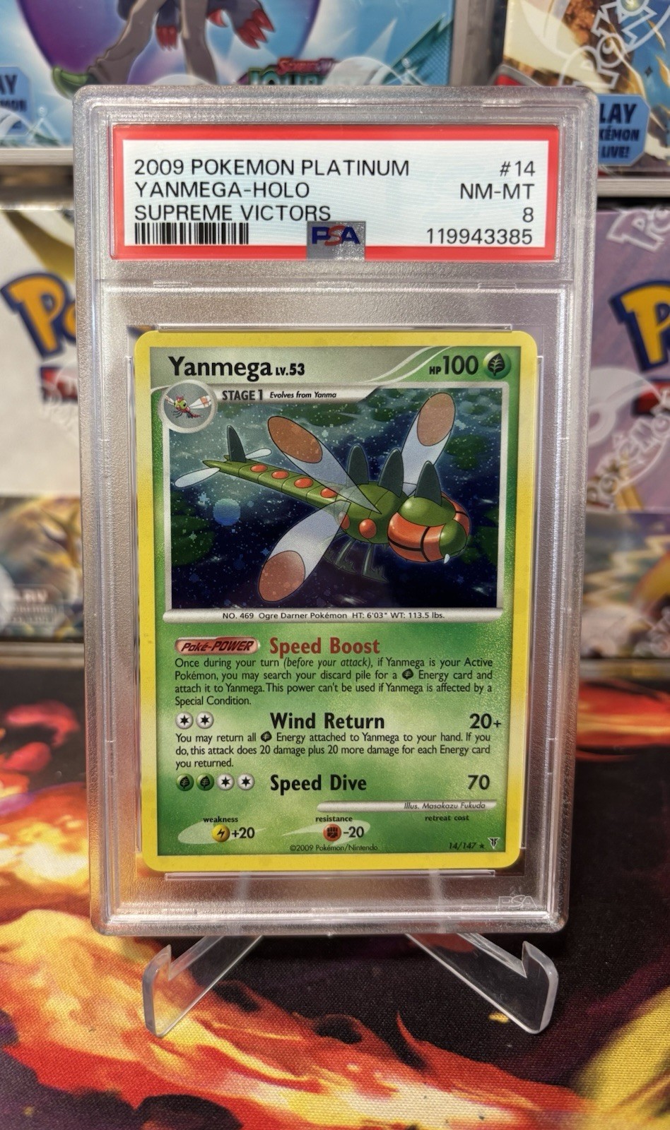 PSA 8 Yanmega 14/147 Holo Rare 2009 Platinum Supreme Victors Pokemon TCG