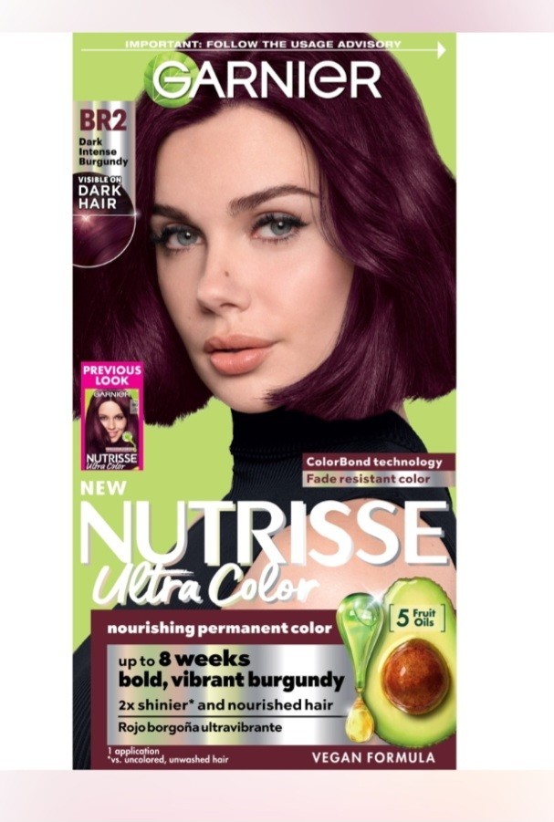 Garnier Nutrisse Ultra Color Permanent Hair Dye BR2 Dark Intense Burgundy Vegan