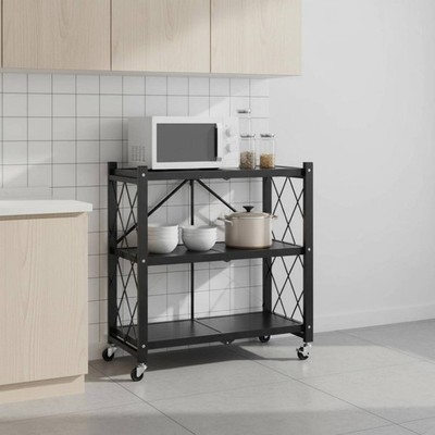 Three-Tier Storage Rack Open Shelves Foldable Storage Rack Area Saving