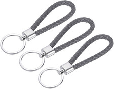 3 Pcs Braided Leather Keychains, Home PU Keys Ring Woven Decoration
