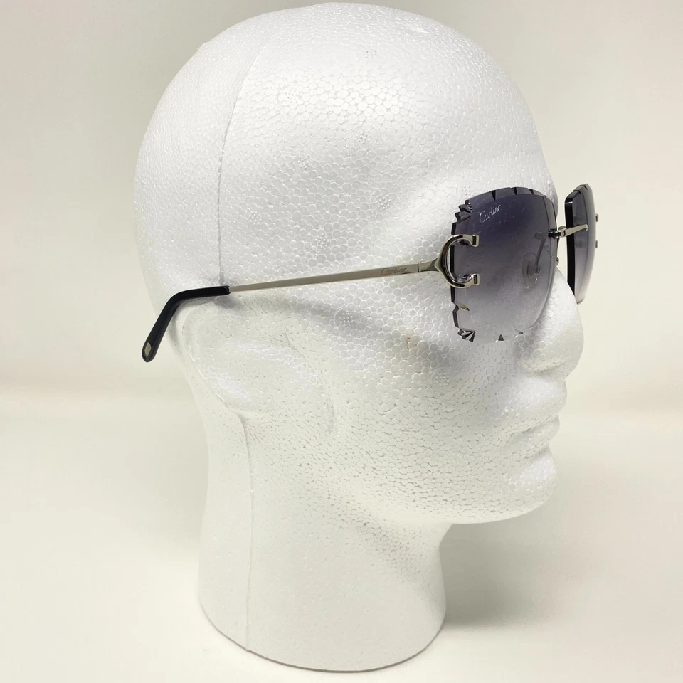 Gafas de sol Cartier Piccadilly C decoración lentes grises corte diamante marco plateado Foto 4 de 4