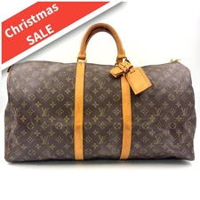 LOUIS VUITTON Keepall 55 monogram Boston bag Brown Leather PVC M41424