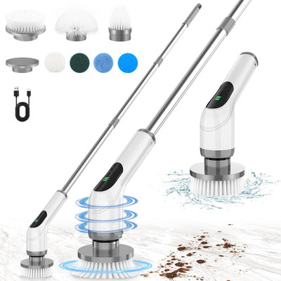 Electric Spin Scrubber for Cleaning: Cordless Scrub Brush with Extension Handle