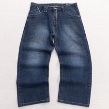 Vintage Y2K Baggy Dark Wash Denim Jeans 38x32 Straight Fit Skater Grunge Hip Hop