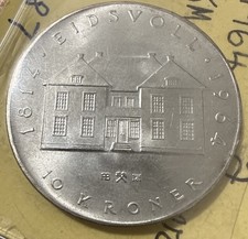1964 Norway Silver 10 Kroner (Crown) Constitution Sesquicentennial Coin BU