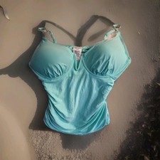 New Anne Cole Womens Aqua Underwire Beachwear Tankini Swim Top Size Large