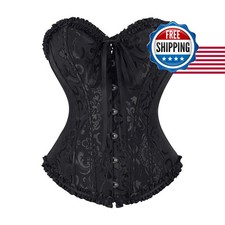 frawirshau Women's Overbust Costume Corset Renaissance Victorian Black 6XL