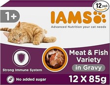 IAMS Adult Wet Cat Food Land & Sea in Gravy 12 x 85g Pouches 6.39 per kilo