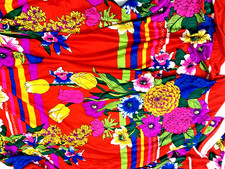 Vintage Groovy Super Vibrant Floral Lightweight Knit Fabric 3+ Yards