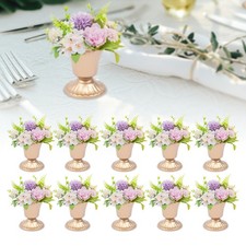 10 Pcs Trumpet Gold Metal Vases Wedding Party Centerpieces Retro Decor Vase