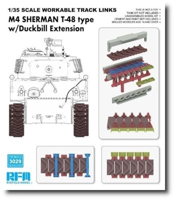Ryefield Models 1/35 M4 Sherman T-48 Linked Assembly Workable Track Set mit Duckbi