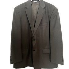 JOSEPH  FEISS Mens Sport Coat 44 R Brown Pinstripe Wool Jacket Blazer