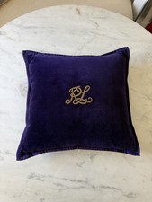 NEW Ralph Lauren Home RL Purple Monogram Velvet Throw Pillow- 18  X 18  