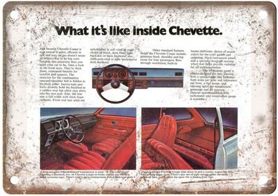 Vintage 76 Chevette Auto Ad Retro Look Reproduction Metal Sign AM908