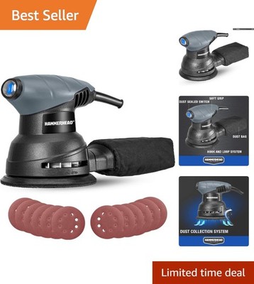High-Performance 5-Inch Random Orbit Sander with Easy-Paper Change & Dust Bag