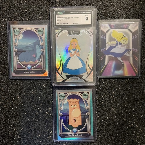 Disney’s Alice In Wonderland Four Card Lot Including A Graded Card And Case Hit