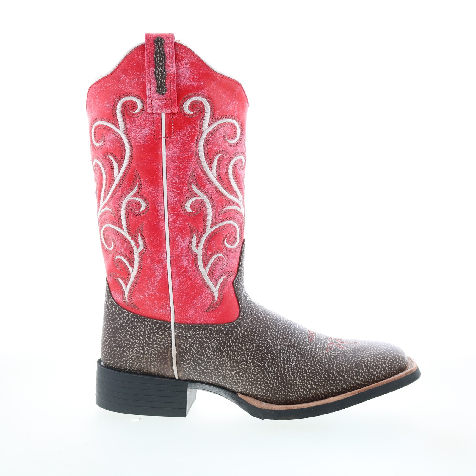 Jama Old West Medium Square Toe 18126 Womens Brown Leather Western Boots 7