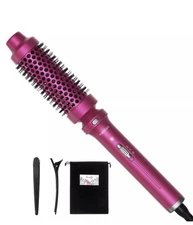 Heated Hair Styling Round Brush with Detachable Head Dual Voltage Rose Red