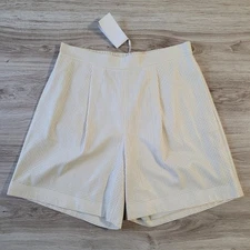 HUGO BOSS women's Size US 10 UK 14 Tafy Shorts Pleated Culotte Perforated Beige