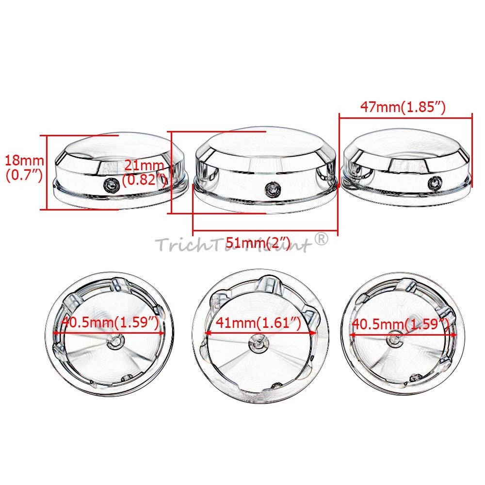 3x Chrome Upper Fork Stem Nut Cover For Harley Dyna Low Rider Heritage Softail