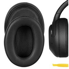 Geekria Protein Leather Ear Pads for Sony WH-XB900N Headphones Black