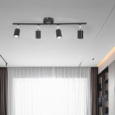 —4 Light Tracking Lighting Adjustable Foldable Matte Black Ceiling LED