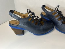 john fluevog Flourish Low Heeled Lace Up Sling back Blue Size 8