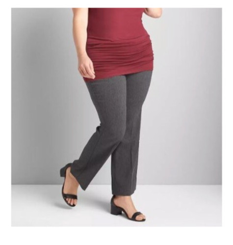 Catherines Women's Plus Heather Gray Bootcut Knit Jersey Stretch Pants Size 30WP