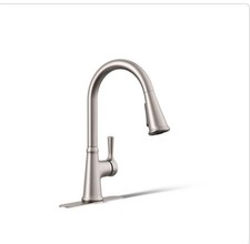 Kohler Tyne 1 Hole Pull Down Kitchen Faucet in Vibrant Stainless K-R21415-VS