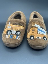 Boys Dump Truck Excavation theme slippers toddler 14-15 18 Months To 2T.