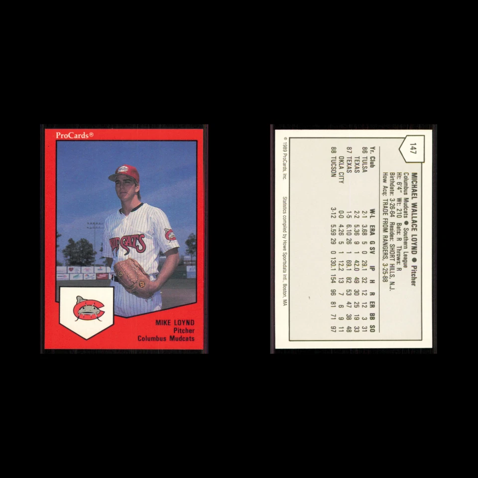 Mike Loynd #147 1989 ProCards Minor League Team Sets Columbus Mudcats Baseball - Image 3 of 3