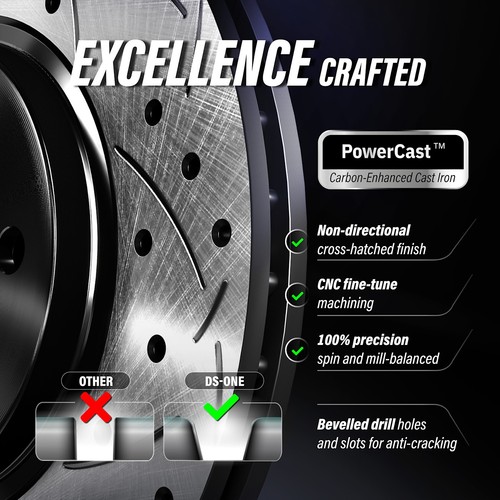 Front Rear Ceramic Pad & Coated Drilled Slot Disc Brake Rotor Kit For Kia Optima - Picture 6 of 12