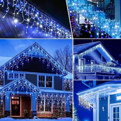 SHATCHI Christmas Icicle String Lights Xmas Decoration 240 White Blue LED 5m