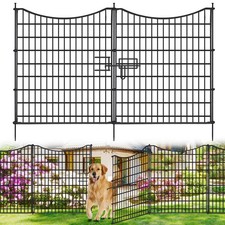 18 Panels No Dig Decorative Fence with Gate, 33 in H X 40.5 ft L Tall Garde...