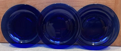 Vintage Anchor Hocking Cobalt Blue Glass Lunch Dinner Plates 8” Set Of 3