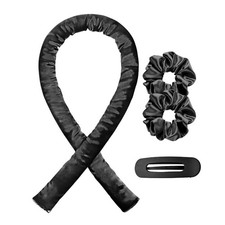 Heatless Curling Rod Headband/No Heat Silk Ribbon 1 Count Pack of 1 , black