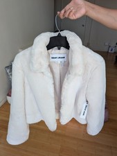 NEW DKNY Jeans White Faux Fur Cropped Jacket ...