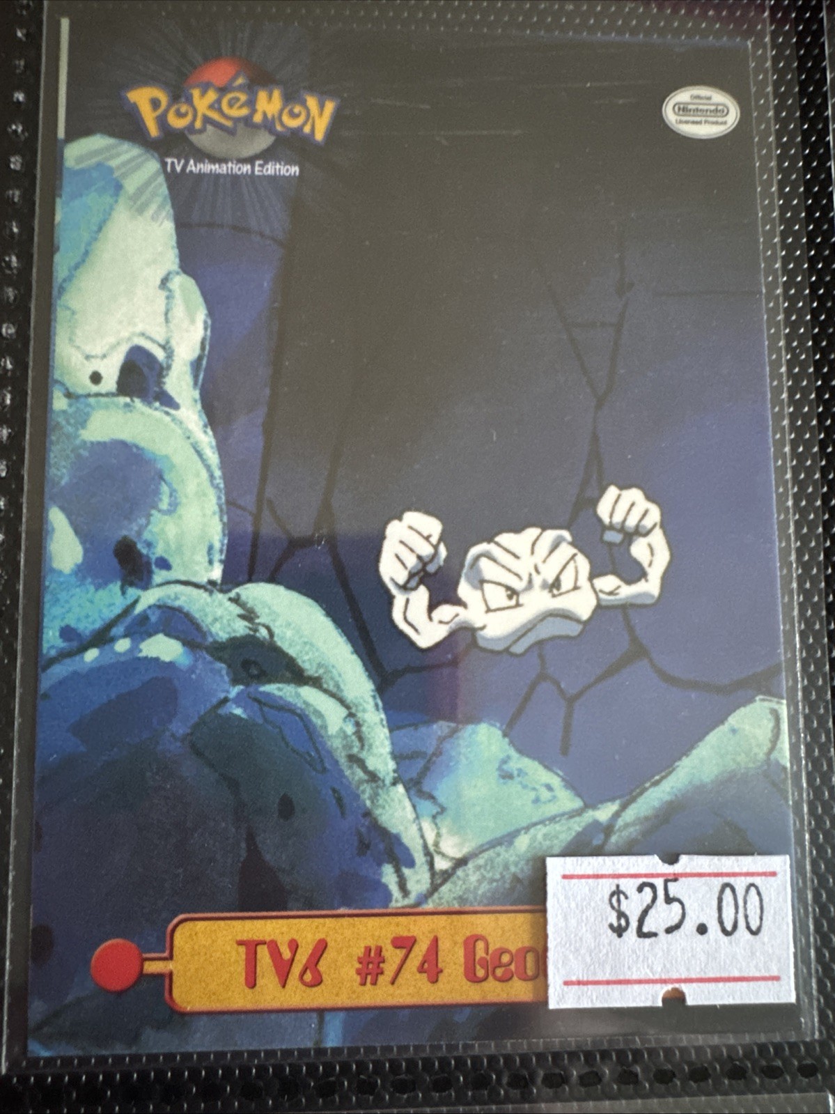 1999 TOPPS Pokemon Series 1 #74 TV6 Geordie Rare Miscut Error Card