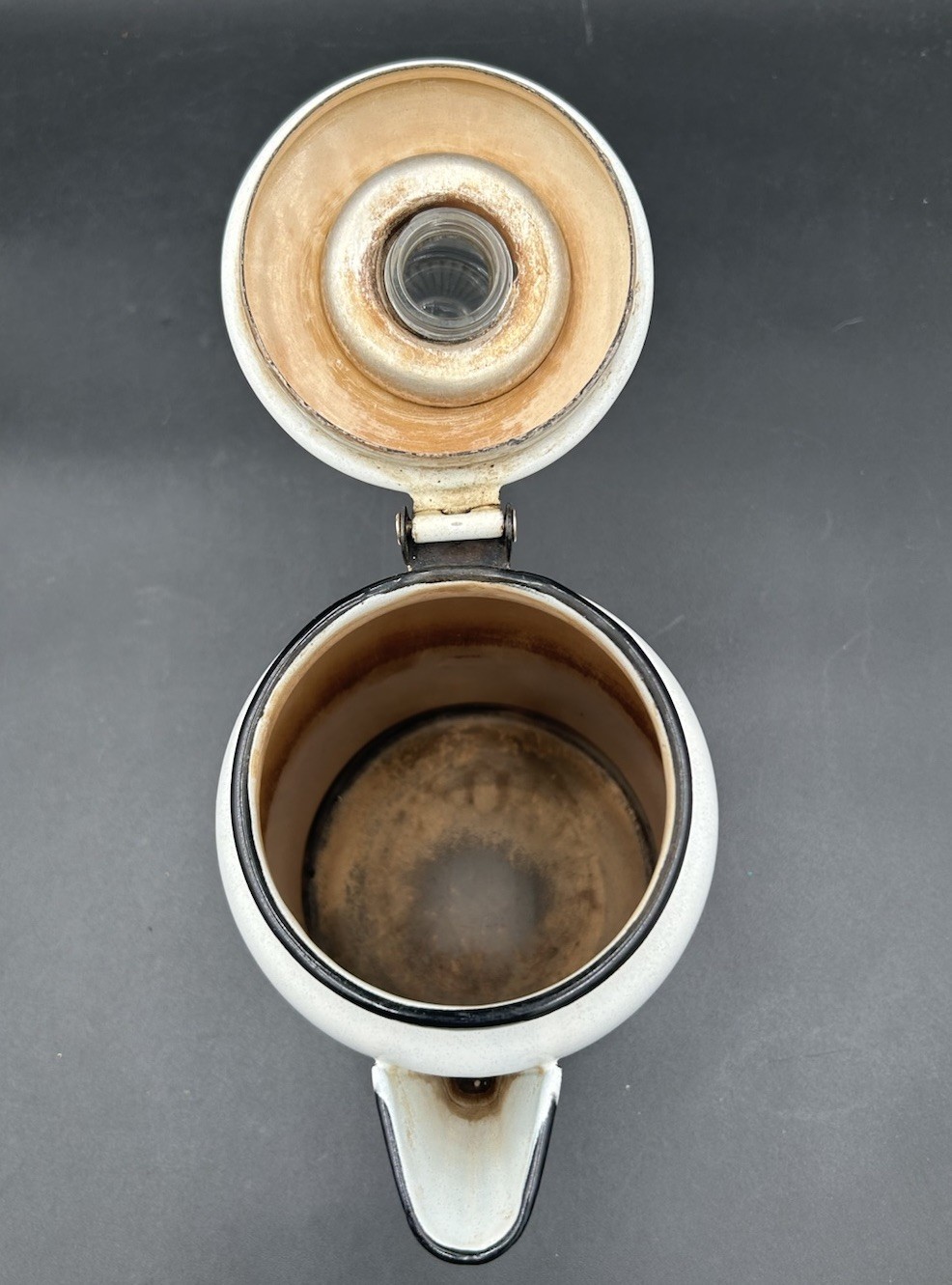 Vintage Georges Briard Style MCM Enamelware Turkey Fixings Percolator Coffee Pot