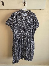 Old Navy Girls Dark Floral Dress Short Sleeve Casual Black White Size XL 14-16