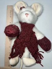 BOYDS BEARS 9” White SNOWMAN Bear “Eunice” Jointed Knit Scarf #1364