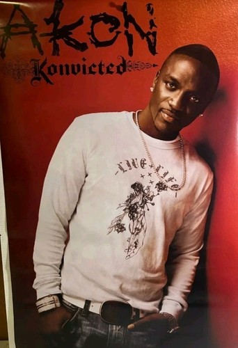 ROLLED 2007 AKON KONVICTED ALBUM HIP HOP R&B 22X35 POSTER SCORPIO Eminem Collab