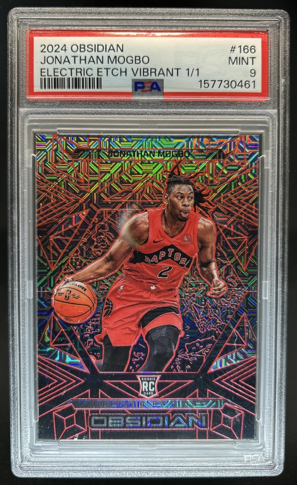 2024-25 Panini Obsidian Jonathan Mogbo RC Electric Etch Vibrant Mojo #1/1 PSA 9