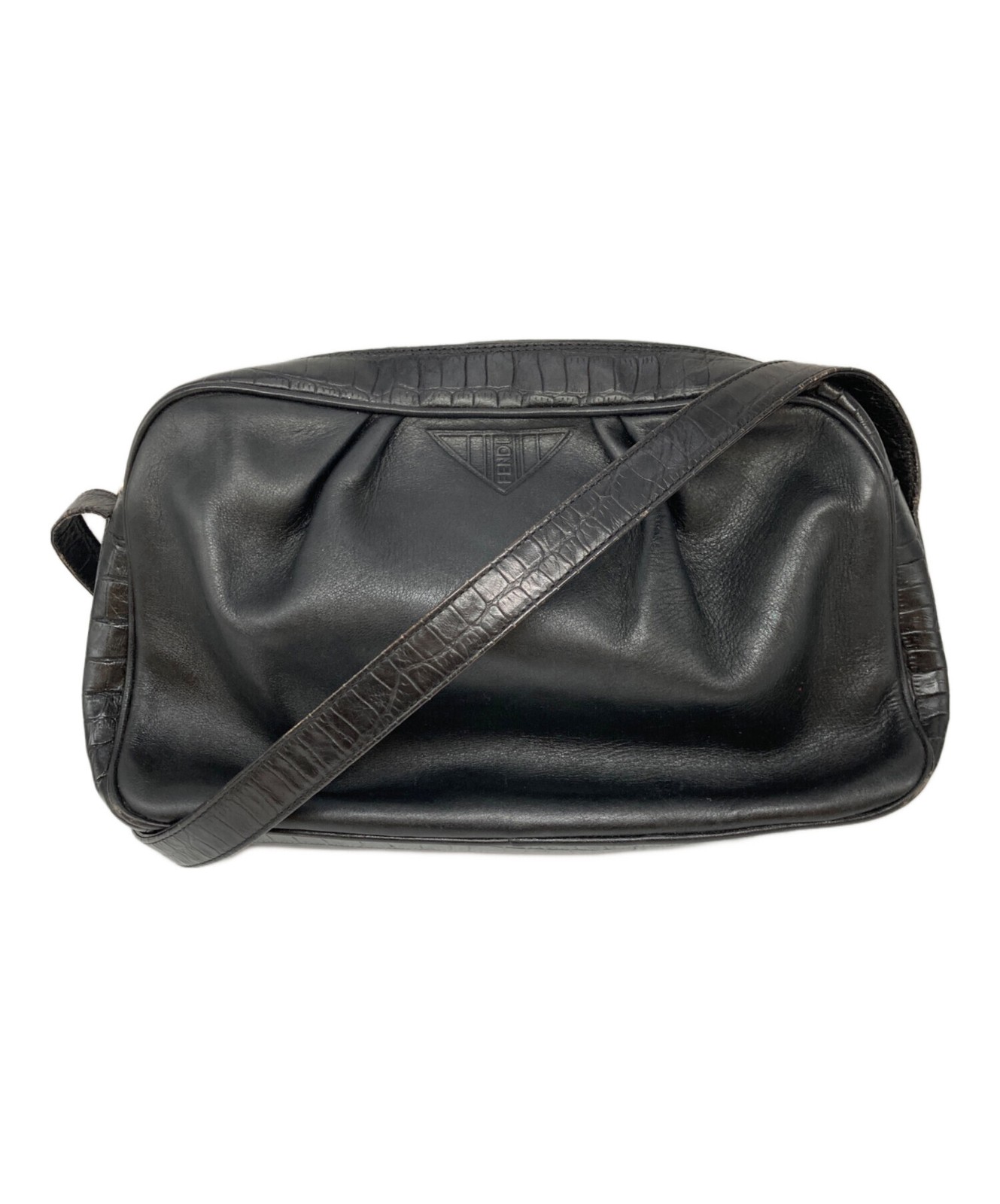 FENDI Shoulder Bag Leather Black Vintage Authentic From Japan