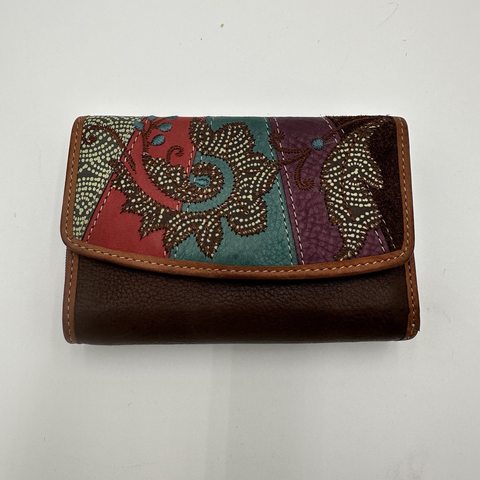 Fossil Wallet Women’s Patchwork Leather E2 Embroi… - image 1